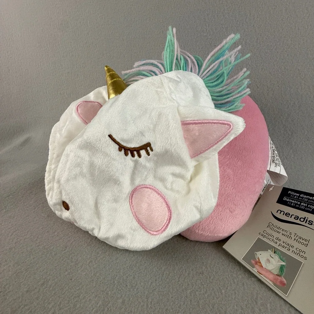 Meradiso Kids Unicorn Travel Neck Pillow with Hood Snap Closure Ages‎ 8-14 Years